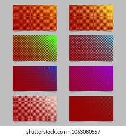 Color abstract halftone dot pattern business card background design set - vector namecard graphics with colored circles