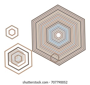 Color abstract hexagon geometric pattern generative art background. Vector illustration graphic.