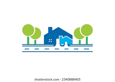 color abstract house front vector