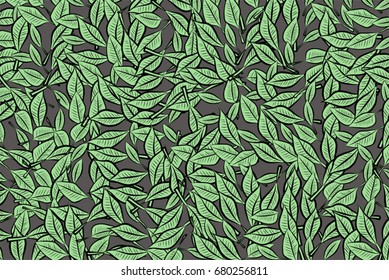 Color abstract leaves drawing pattern generative art background. Style of mosaic or tile. Vector illustration graphic.