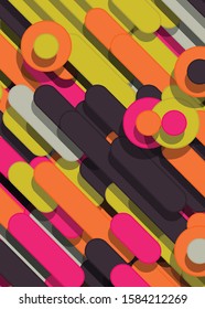 Color Abstract Lines and Circles Generative Art background illustration
