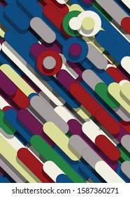 Color Abstract Lines and Circles Generative Art background illustration