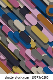 Color Abstract Lines and Circles Generative Art background illustration