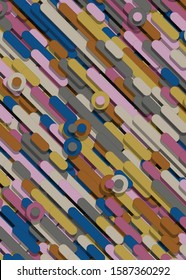 Color Abstract Lines and Circles Generative Art background illustration