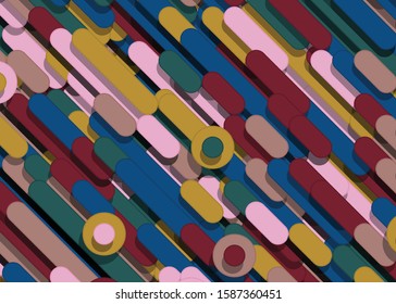 Color Abstract Lines and Circles Generative Art background illustration