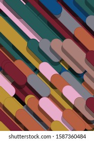 Color Abstract Lines and Circles Generative Art background illustration