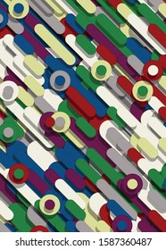 Color Abstract Lines and Circles Generative Art background illustration