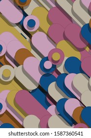 Color Abstract Lines and Circles Generative Art background illustration