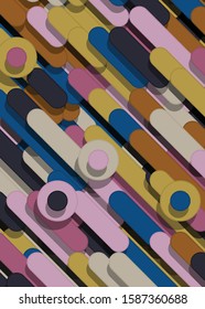 Color Abstract Lines and Circles Generative Art background illustration