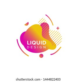 Color abstract liquid shape, fluid color overlap gradient background. Vector creative neon color design