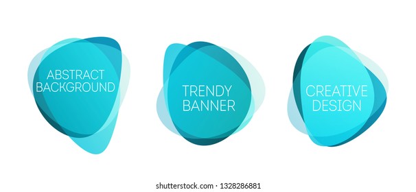 Color abstract liquid shape. Set of fluid color overlap gradient badges.