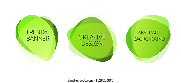 Color abstract liquid shape. Set of fluid color overlap gradient badges.