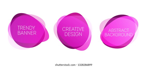 Color abstract liquid shape. Set of fluid color overlap gradient badges.