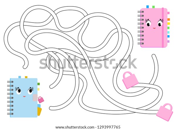 color abstract maze help blue notebook stock vector royalty