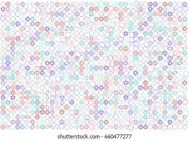 Color abstract mixed pattern generative art background. Style of mosaic or tile. Vector illustration graphic.