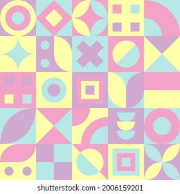 Color Abstract Neo Geo Design Pattern with Different Unique Shapes. Abstract Pattern. Good For Bed Sheet, Pillow Case, Curtain, Towel, Etc.