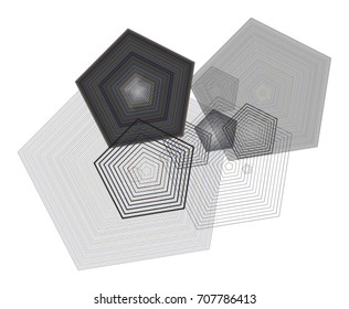 Color abstract pentagon geometric pattern generative art background. Vector illustration graphic.