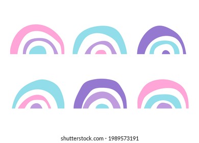 Color abstract rainbows. Flat style. Simple flat vector illustration isolated on white background. Room decor. Design element.