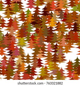 Color abstract random autumn forest background decoration - stylized pine tree pattern vector graphic design