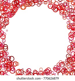 Color abstract random circle background - trendy vector graphic design from red rings on white background