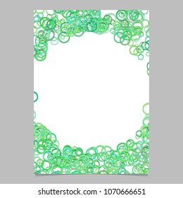 Color abstract random circle design flyer background template - trendy vector blank brochure border graphic from green rings
