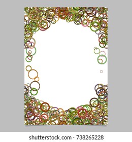 Color abstract random circle design page template - vector blank stationery border design with rings on white background