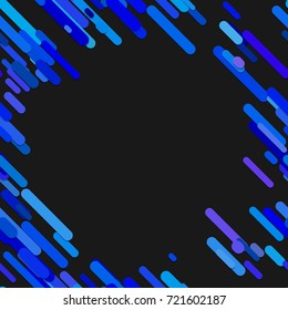 Color abstract random rounded diagonal stripe pattern background - vector graphic from blue stripes on black background