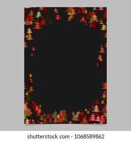 Color abstract random seasonal pine tree card template - blank holiday vector page background design from stylized pine trees