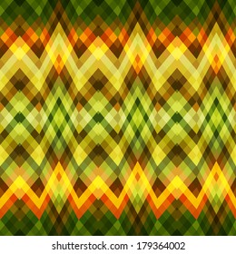 Color Abstract Retro Vector Striped Background, Fashion Zigzag Seamless Pattern of Yellow and Green Stripes