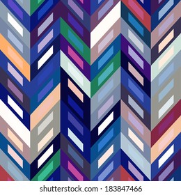 Color Abstract Retro Vector Striped Background, Fashion Zigzag Seamless Pattern of Multicolored Stripes