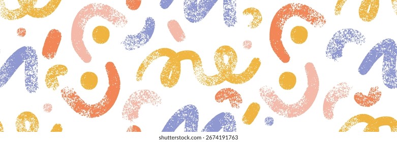 Farbabstraktes, nahtloses Muster mit Pinselstrichen. Spielerische doodle squiggles in fett textur für spaß grafik design und moderne dekoration