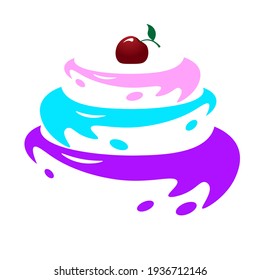 color abstract shapes cake logo with cherry