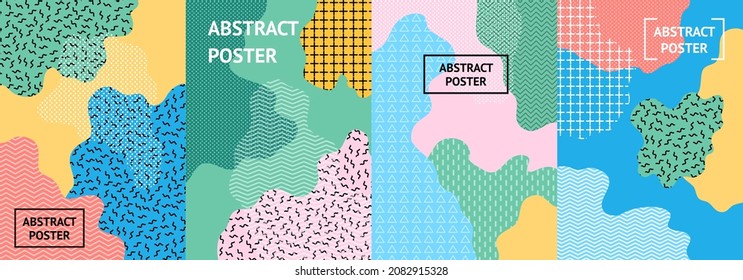 Color Abstrakte Formen Konzept Template Poster Flyer Banner Card Set Grafikdesign Layout für Business. Vektorgrafik