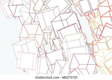 Color abstract square, rectangle pattern generative art background. 3D perspective view. Vector illustration graphic.