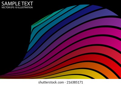 Color abstract stripes twisted background - Curved rainbow arcs background template