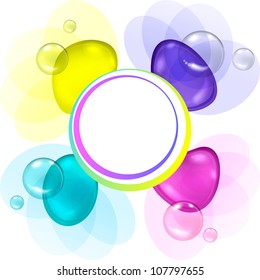 Color abstract with transparent bubbles and drops. Vector background.