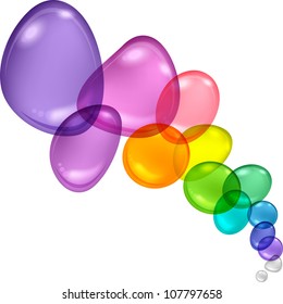 Color abstract with transparent bubbles and drops. Vector background.