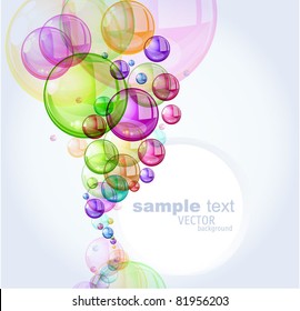 Color abstract with transparent bubbles. Vector background.
