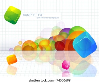 Color abstract with transparent cubes. Vector background.