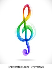 Color abstract treble clef over white, VECTOR