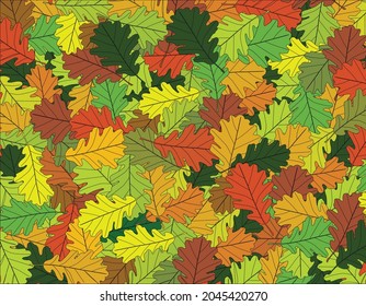 Color abstract vector background of autumnal oak leaves