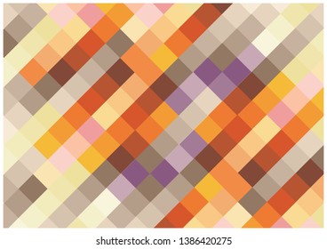 Color abstract vector background with symmetrical repeating beige squares, mosaic tiles pattern