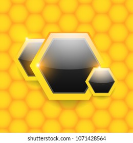 Color abstract vector honey background - vector illustration. pattern hexagons grey with structure of honeycomb and space to write your own text. Template with place for logo or business card