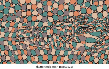 Color abstract vector illustration background with crocodile
