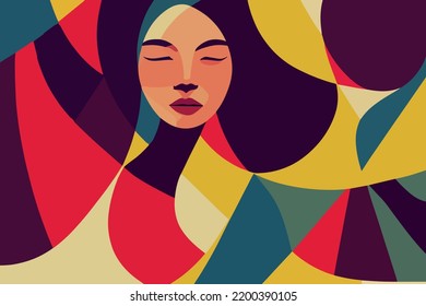 Color abstraction containing skin colors of people of different races in defense of human rights, poster, postcard. Vector image of people of different skin color and ethnicity together. Freedom, inde