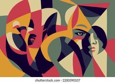 Color Abstraction Containing Skin Colors Of People Of Different Races In Defense Of Human Rights, Poster, Postcard. Vector Image Of People Of Different Skin Color And Ethnicity Together. Freedom, Inde