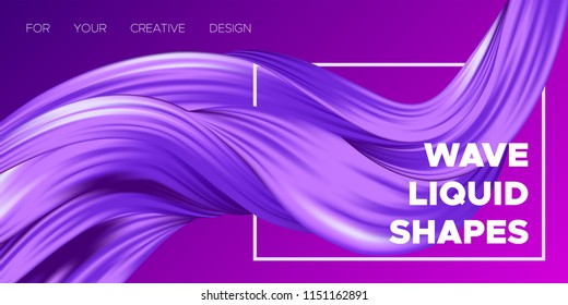 Color Abstraction. Purple Wavy Fluid Shapes. Trendy Vector Illustration EPS10 for Your Creative Design. Beautiful Interweaving. Color Poster with Flowing Liquid for Business Card, Banner, Cover.