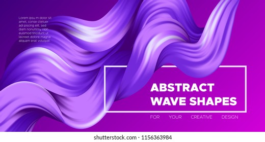 Color Abstraction. Purple Wavy Fluid Shapes. Trendy Vector Illustration EPS10 for Your Creative Design. Beautiful Interweaving. Color Poster with Flowing Liquid for Business Card, Banner, Cover.