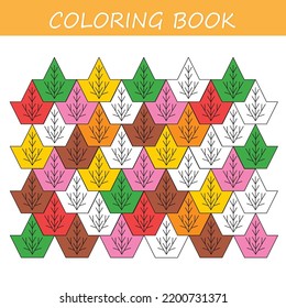 Color according to the pattern
leaves. Worksheet for printing. Vetor illustration