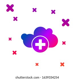 Color Add cloud icon isolated on white background. Data storage on the cloud. Gradient random dynamic shapes. Vector Illustration